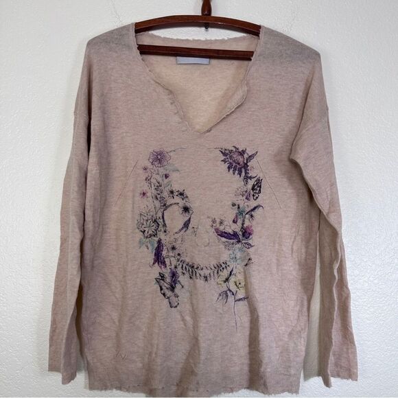 Rare Zadig & Voltaire Deluxe Cashmere Skull Sweater Size M in Cream - Picture 2 of 10